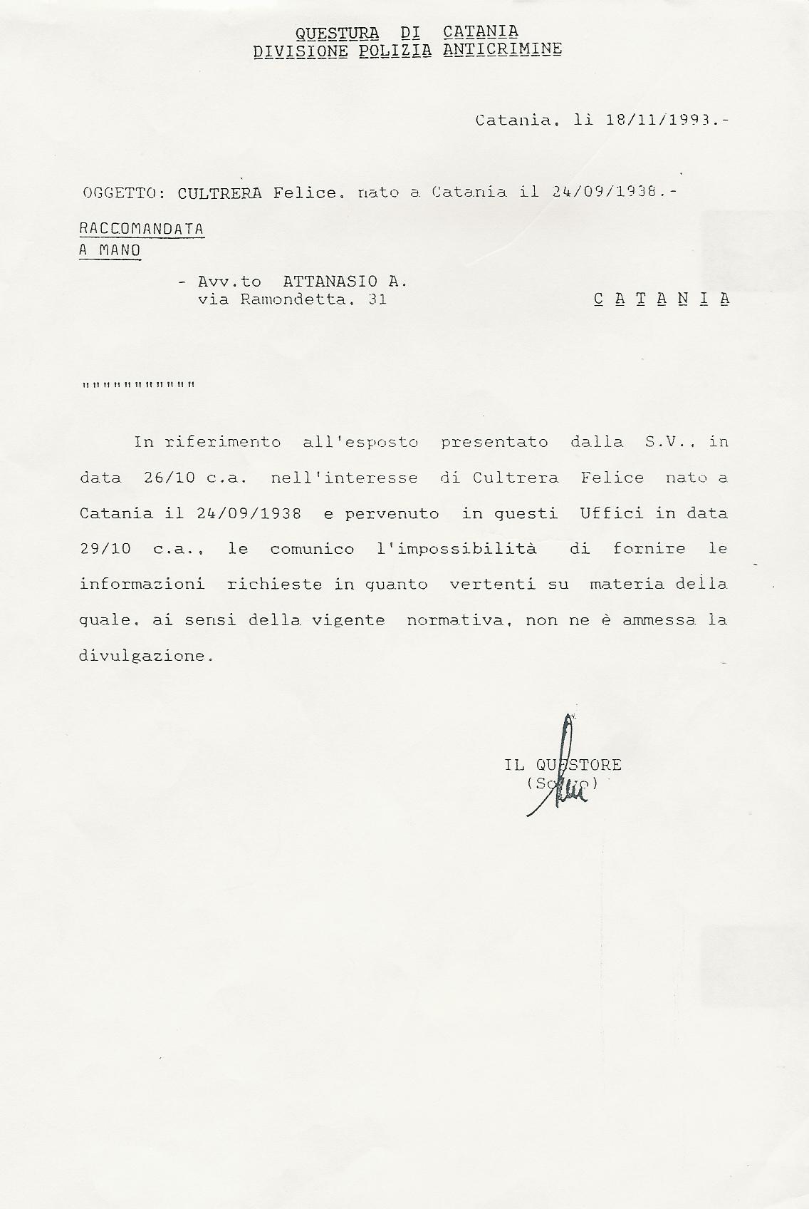 Avvocato Attanasio - Felice Cultrera