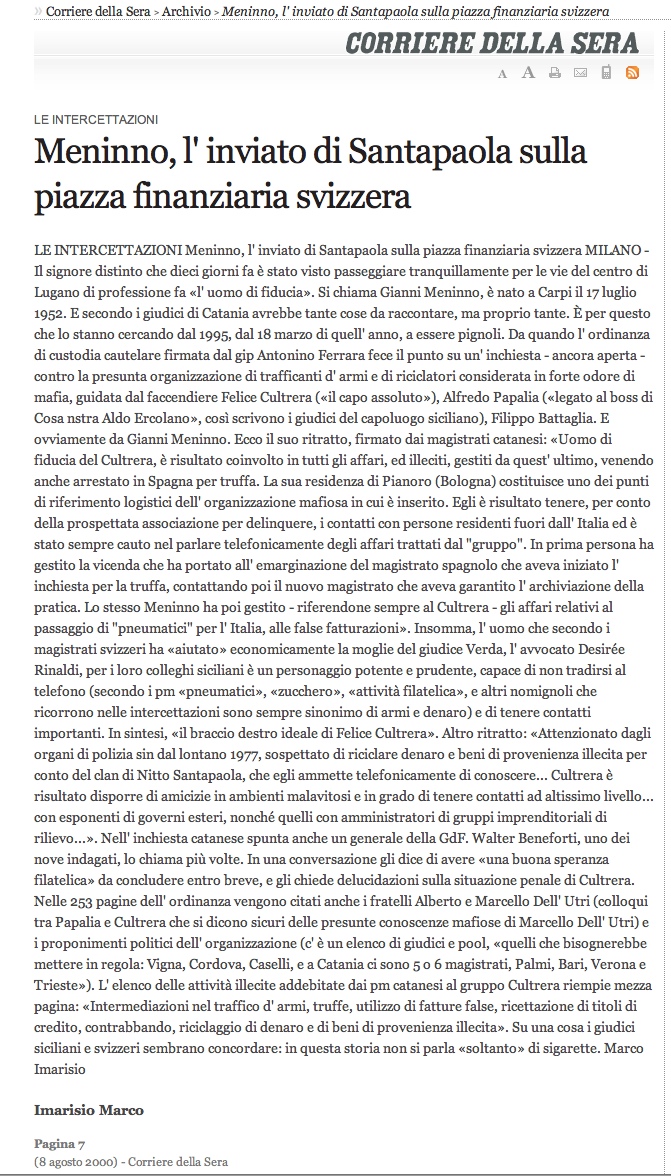 Corriere della Sera - Felice cultrera precisa (Articolo del 22 settembre 1996)
